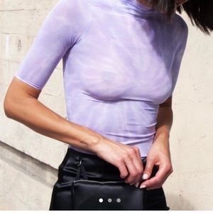 Collina Strada Purple tie dye mesh blouse